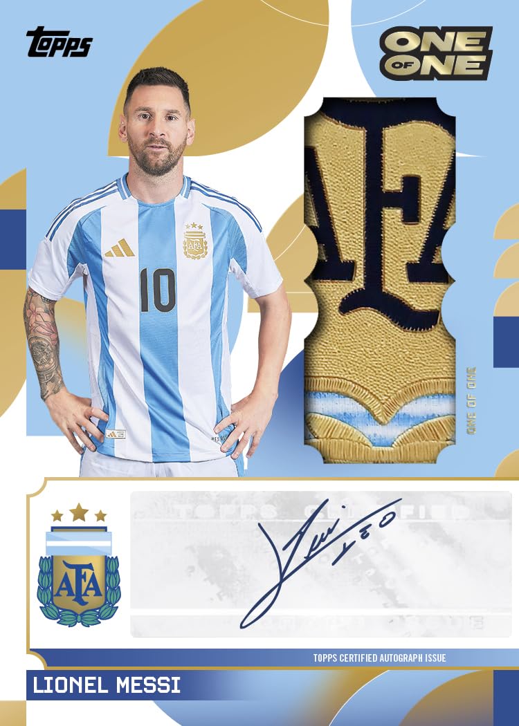 Topps Argentinien-Team-Set 24/25-30 Karten pro Box, einschließlich einer Autogramm-, Relikt- oder Auto-Relikt-Karte in jeder Box