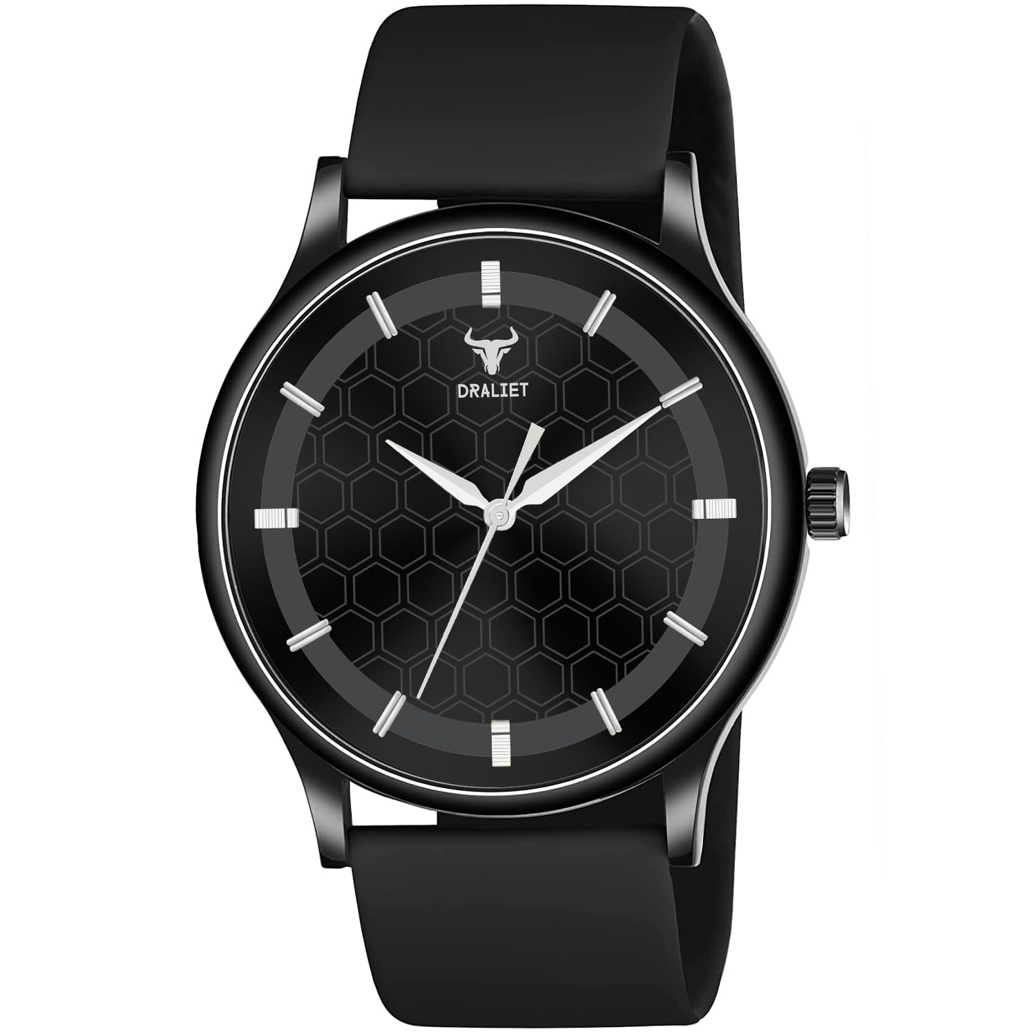 DRALIET Analogue Mens Black Silicone Strap Watch (Black Round Dial Black Strap,LD56-BK) (B0C1GNNK2S) Amazon Price History, Amazon Price Tracker