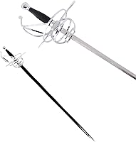 Medieval Warrior Fencing Rapier Spiral Swept Hilt Sword with Leather Scabbard - 43" Sparring Blade