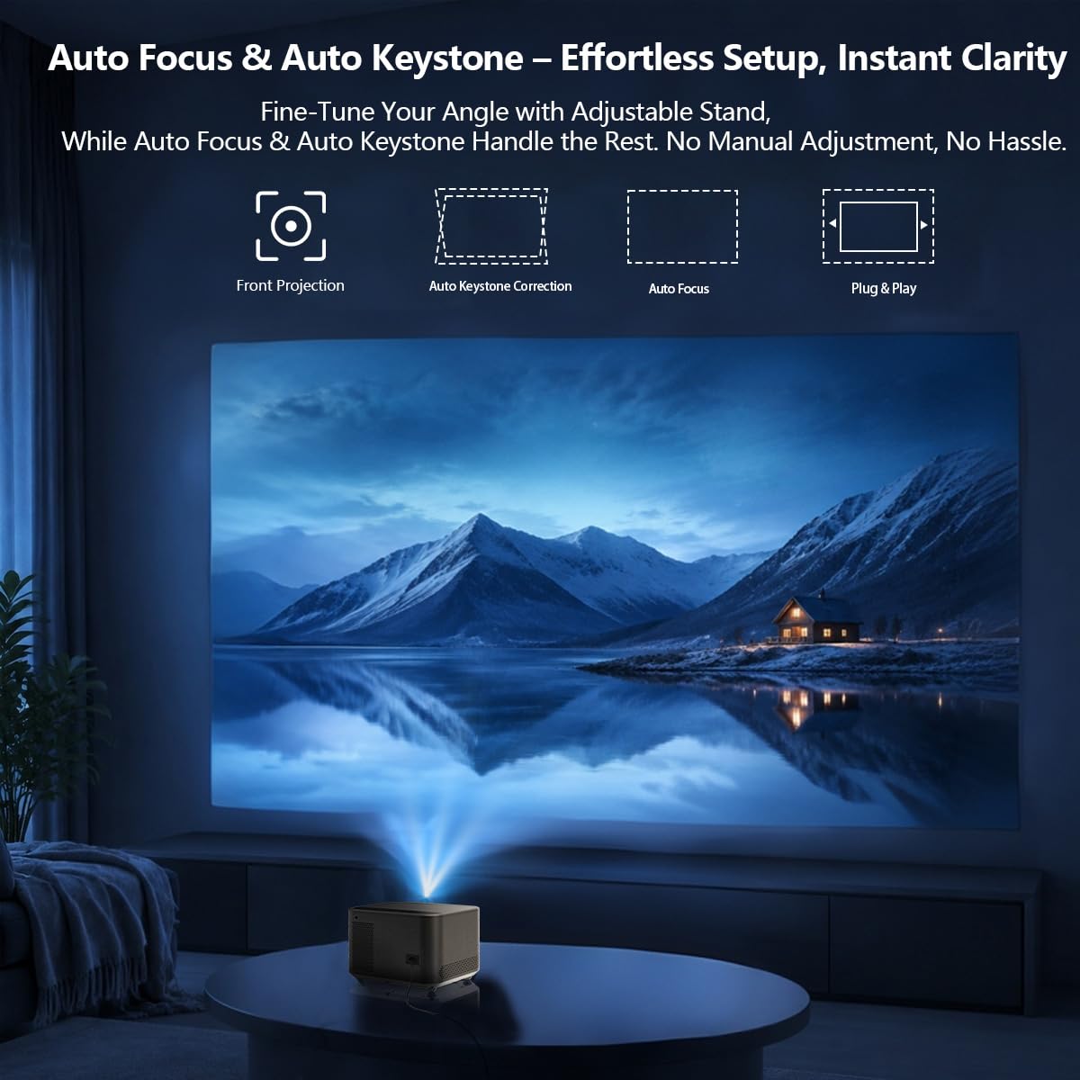 Videoproiettore ad alte prestazioni JY-540: luminosità 600 ANSI, Wi-Fi e Bluetooth, pulsante touch, ingressi HDMI/USB, Keystone automatico, Full HD 1080P - Perfetto per Home Theater, presentazioni e