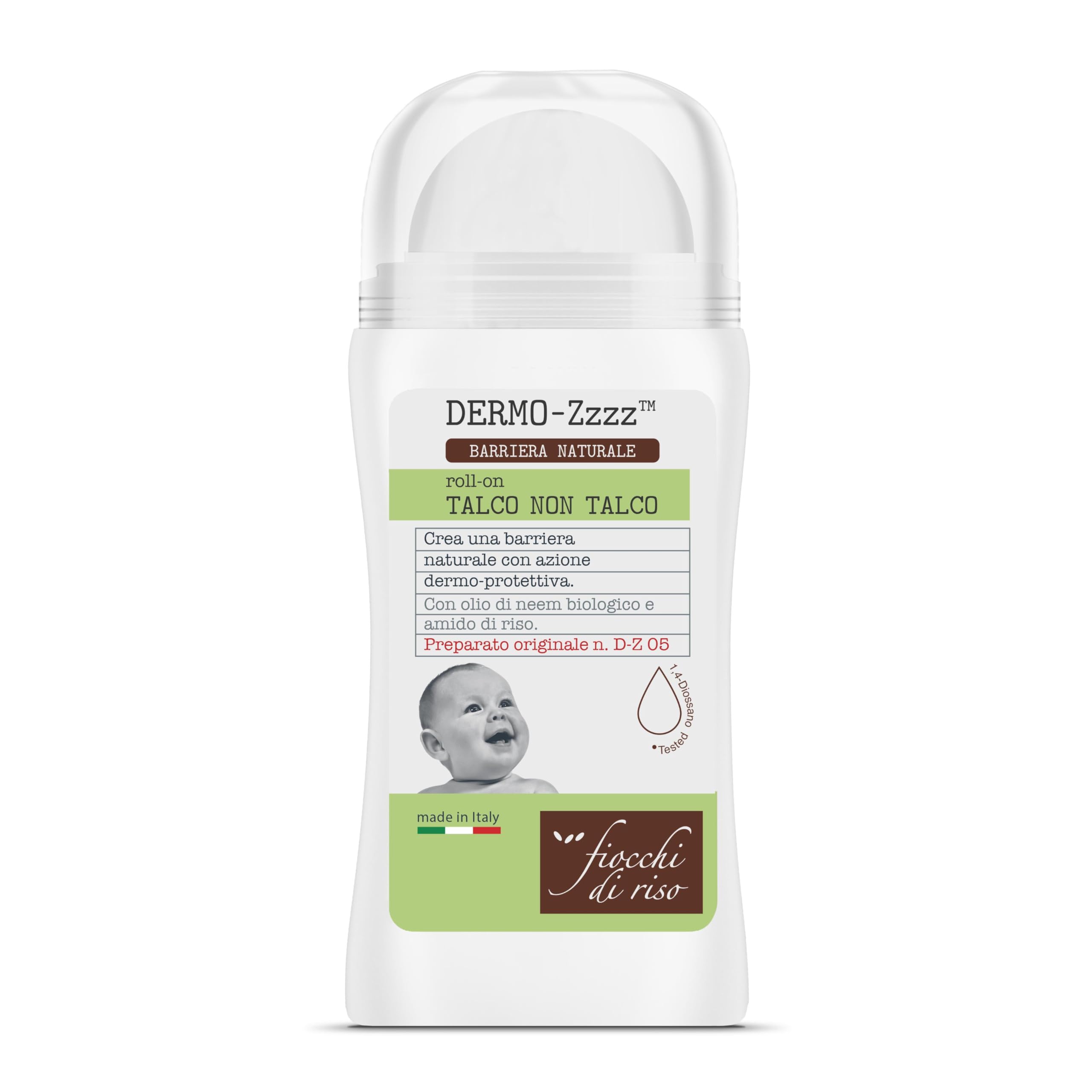Fiocchi di Riso - ROLL-ON Talco NON Talco - 60ml - SUDORAZIONE E ZANZARE - Crea una barriera naturale dermo-protettiva con profumazione sgradita alle zanzare.
