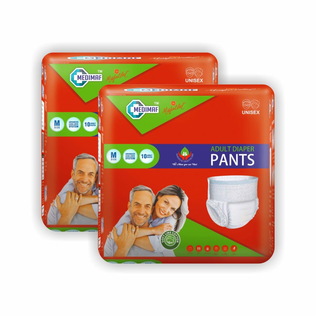 Medimaf By Mafatlal Premium Adult Diaper Pants M Size (24-45 Inch / 60-115 cm) - 20 Count | Unisex | Leakproof & Extra Absorbency | Wetness Indicator