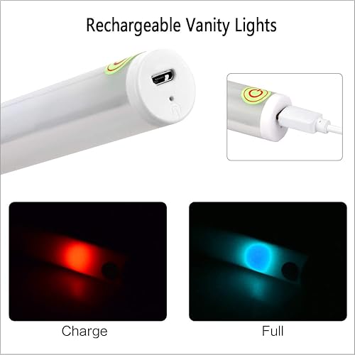 Miniatura 3 de Luces LED de espejo de maquillaje, luces de tocador recargables portátiles con 3 niveles de brillo, control táctil para maquillaje, tocador y