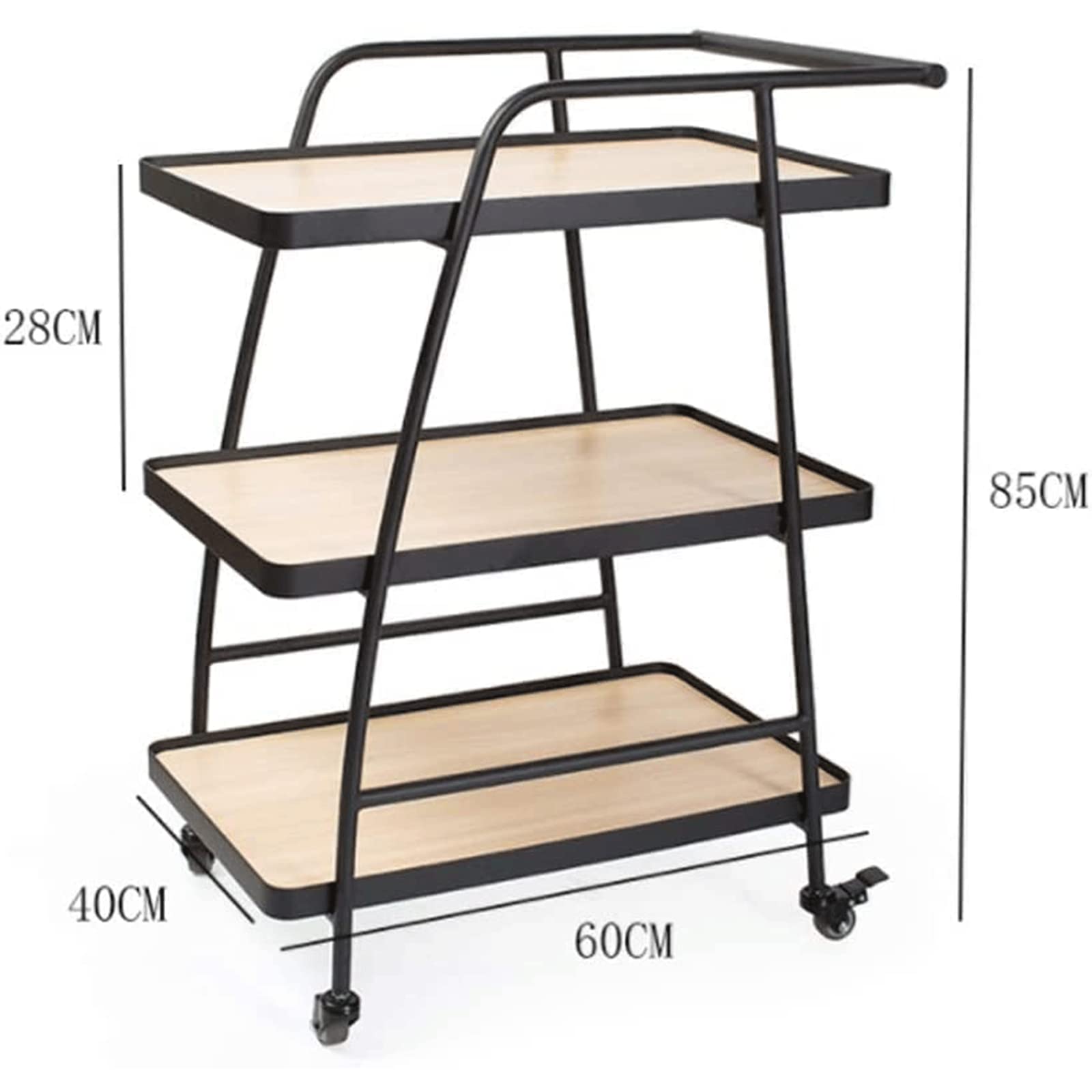 Carrello portaoggetti Multistrato con Ruote e Contenitore, Design Moderno, Carrello per Bevande, Resistente, in Legno e Metallo, Facile da Montare e riporre.