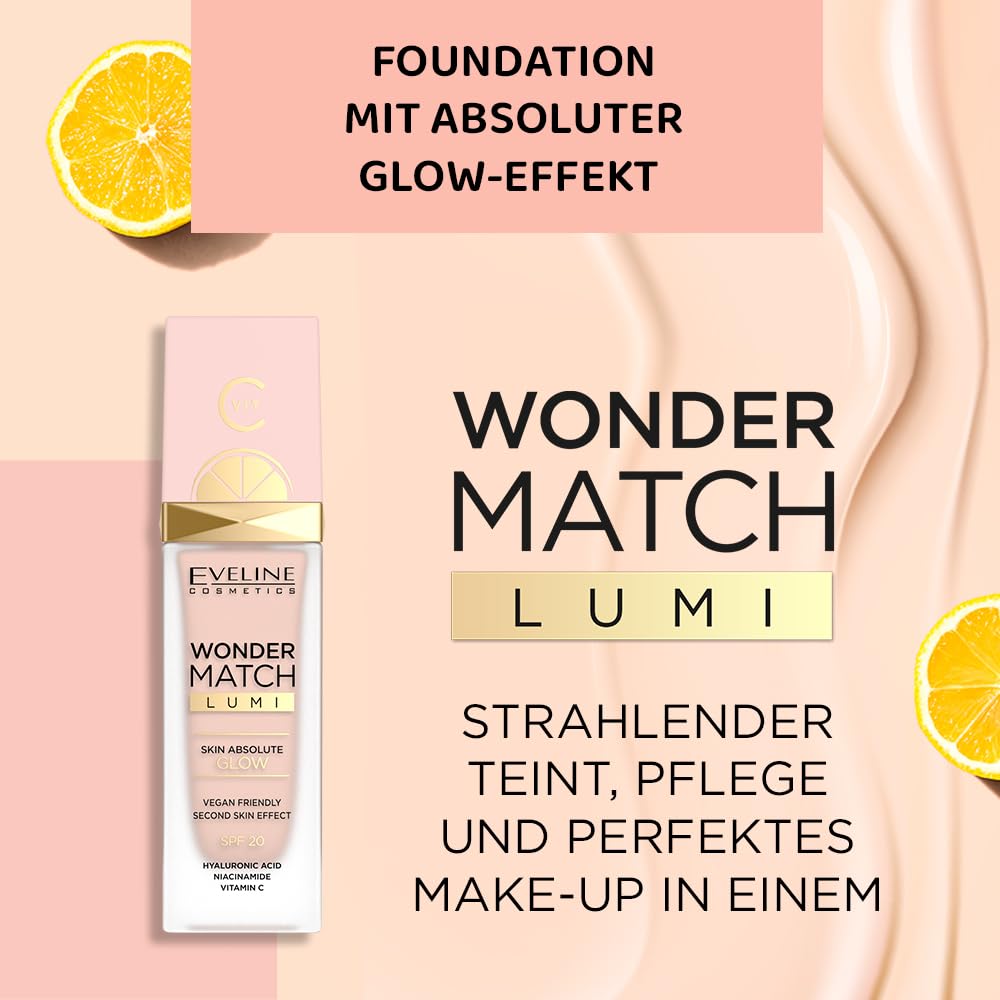 Eveline Cosmetics Wonder Match Podkład rozświetlający-Nr 10 - Vanilla