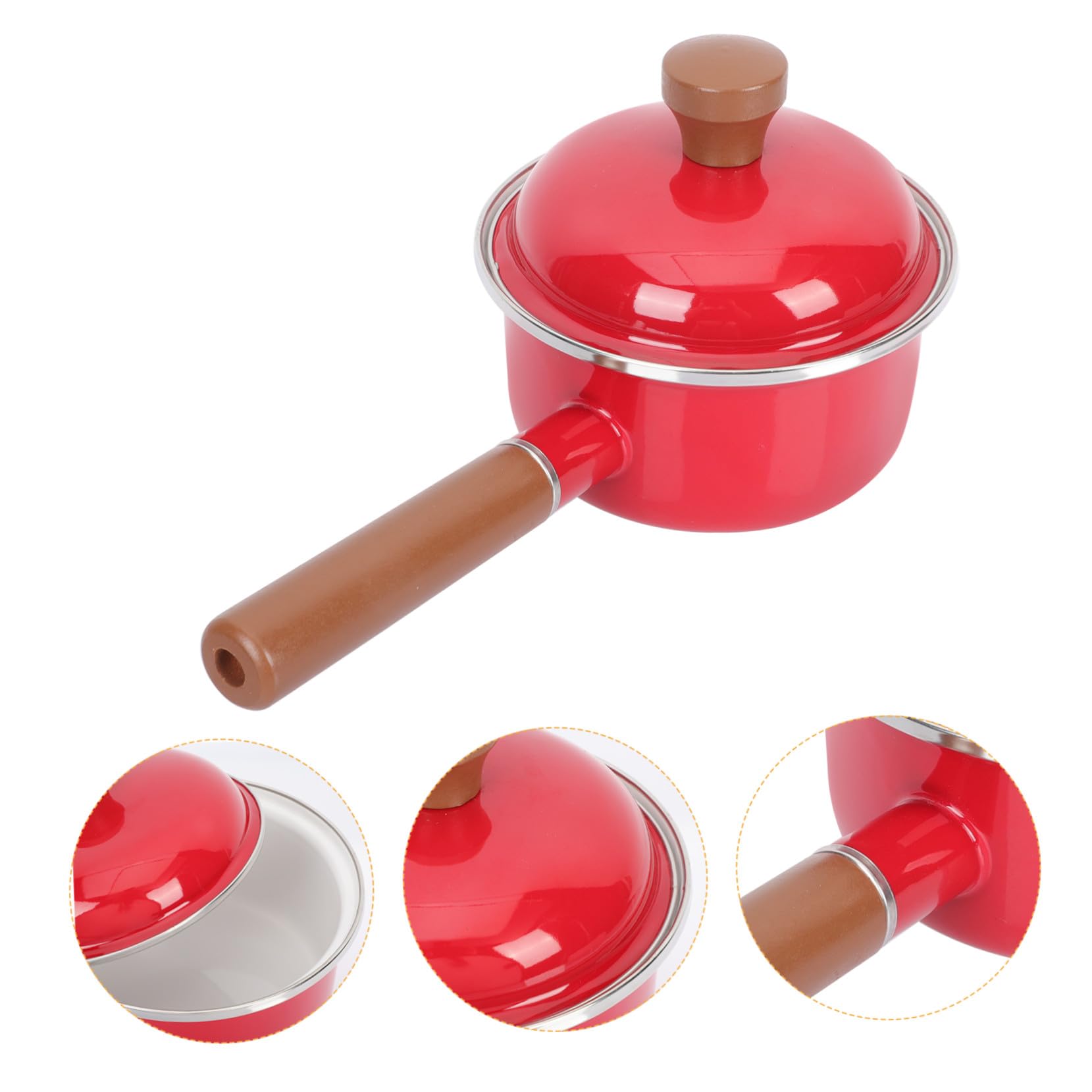 Olla para Leche Esmaltada Mango Antitérmico Cacerola para Leche Segura y Fácil de Limpiar Utensilio Cocina para Inducción y Gas para Cocinar Alimentos Infantiles