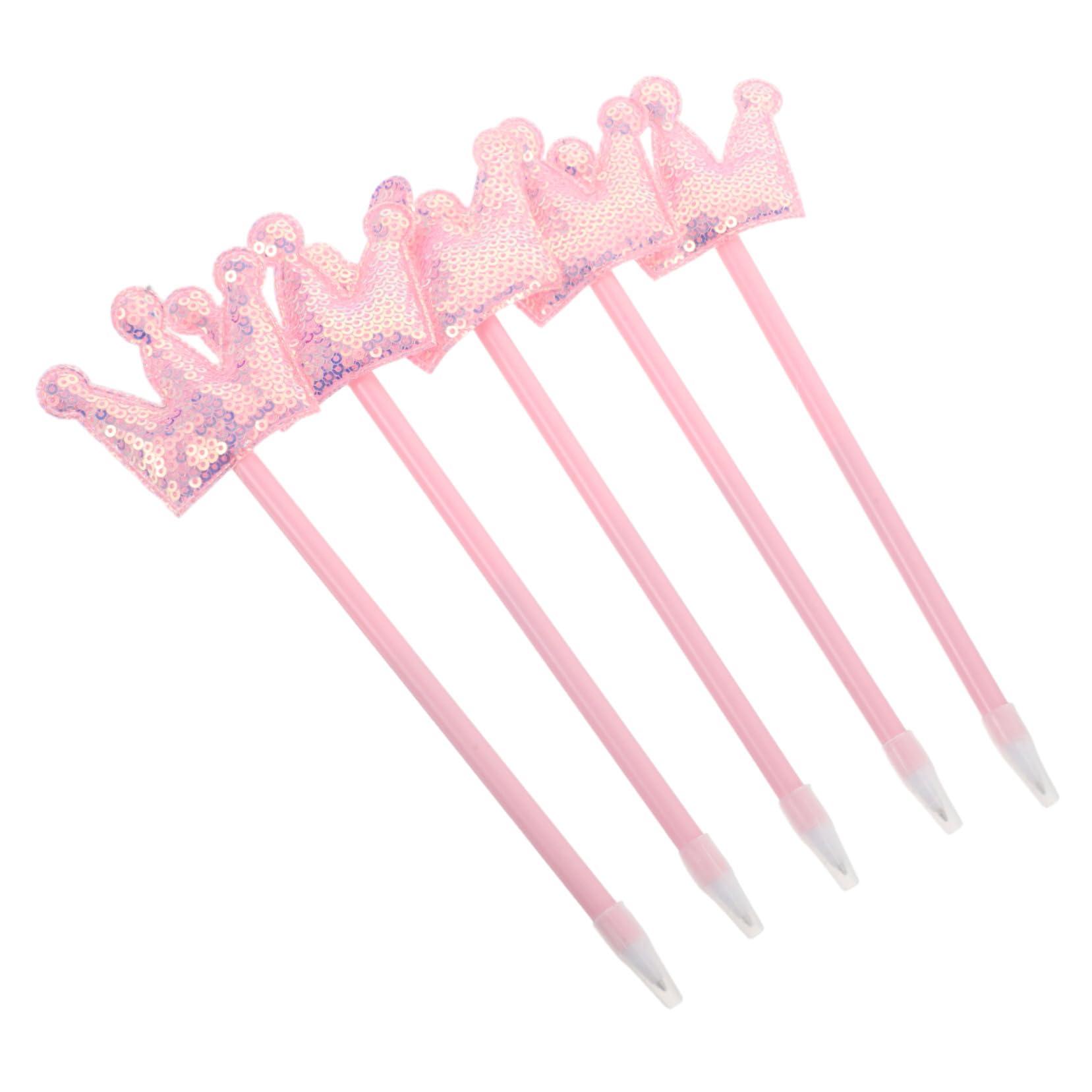 5pièces Stylos à Bille Mignons à Motifs de Couronne Roses pour Femmes et Filles pour Bureau Fête de Sorcières Cadeaux Invités