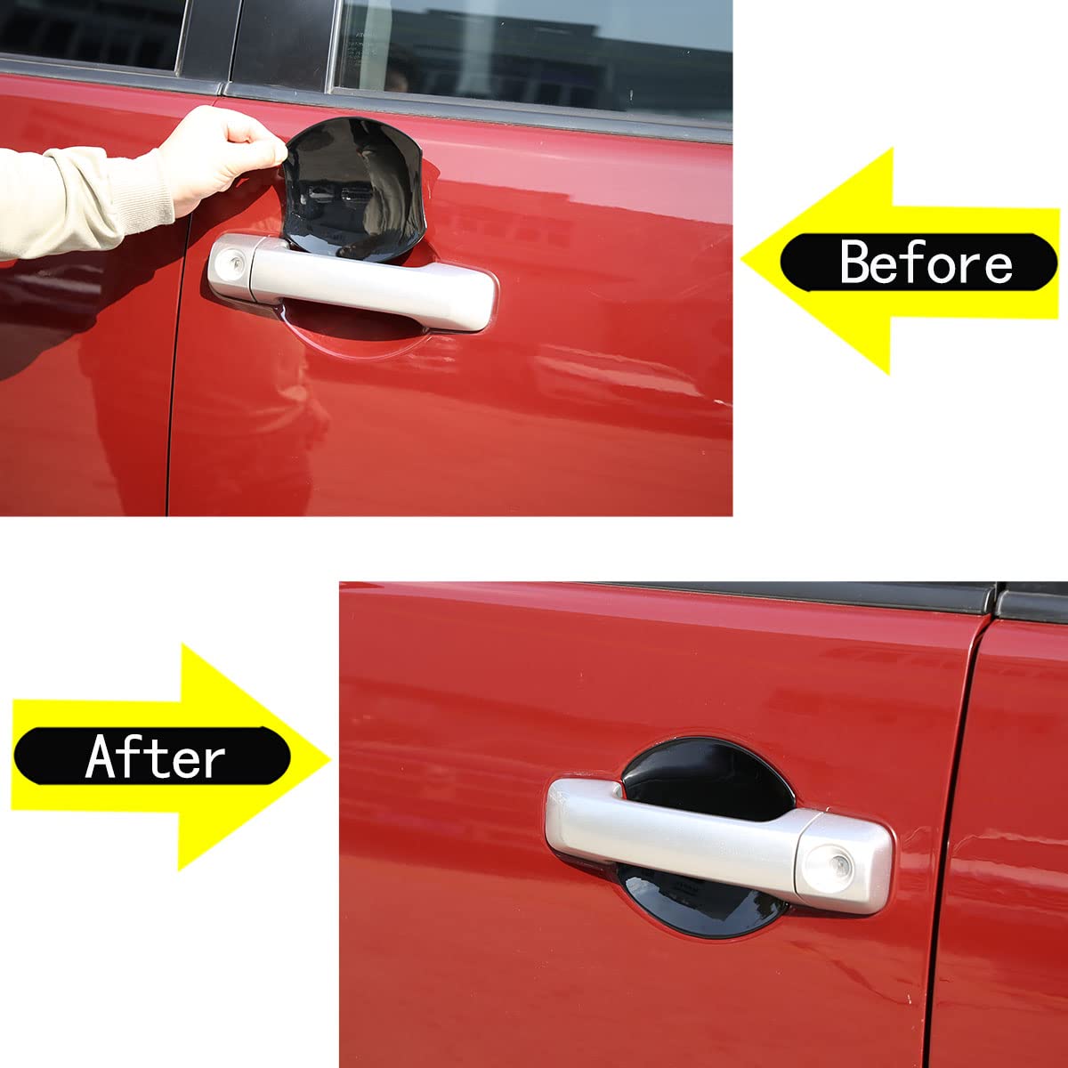 ABS styl z włókna węglowego zewnętrzna klamka do samochodu osłona miski wykończenia naklejki ochronne zamiennik do Toyota FJ Cruiser 2007-2021 akcesoria samochodowe błyszcząca czerń