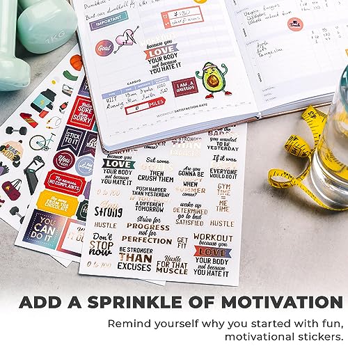 Image of Clever Fox Fitness Planner Stickers for Women, 840+ Nutrition & Workouts | Small monthly, weekly and daily designs for exercise, health, agenda, calendar, journal, stickers for adults, 16 sheets