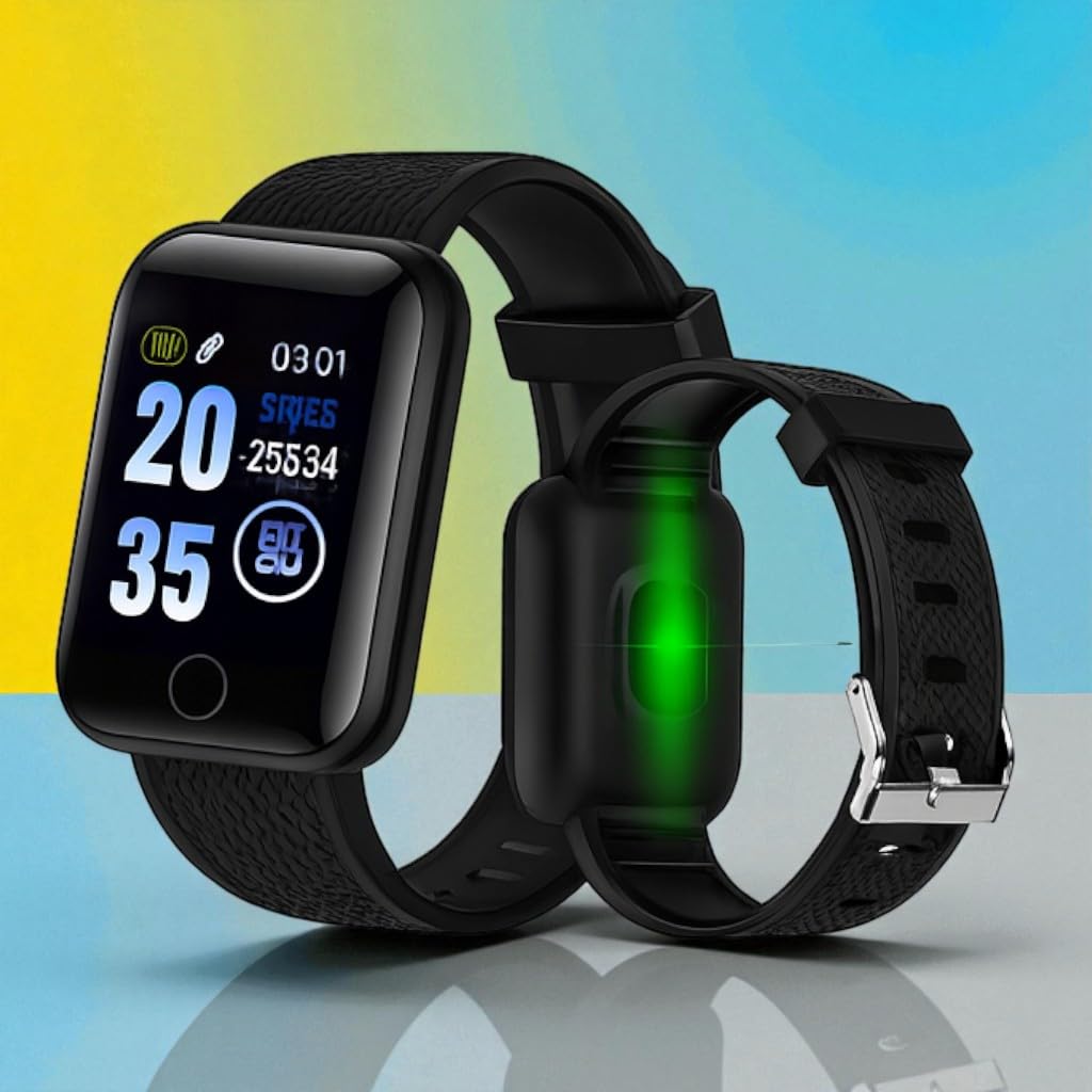 Smart Fitness Watch with Heart Rate Monitor, Digital Display, Black Silicone Band, Sports Activity Tracker for Health and Exercise-image-2
