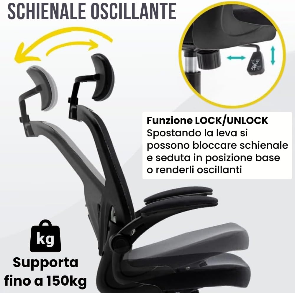 ZIK office chair armrest shown in both horizontal and 90-degree reclined positions
