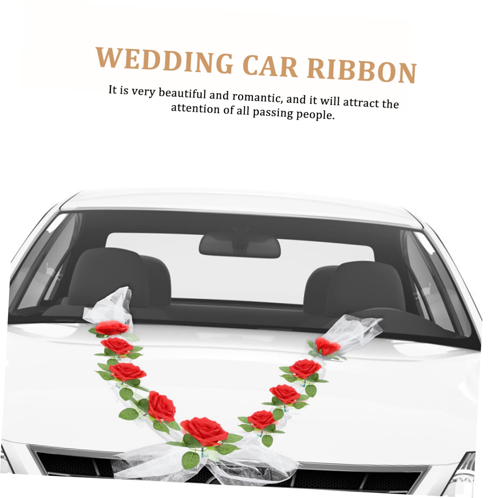 Amosfun 5 Sätze Hochzeit Autogürtel hochzeitsdeko Wedding Decoration Hochzeitsauto Blumendekoration hochzeitsdeco heiraten Souvenir-Tulpen Autodekorationen Hochzeitsauto stieg Schleife rot