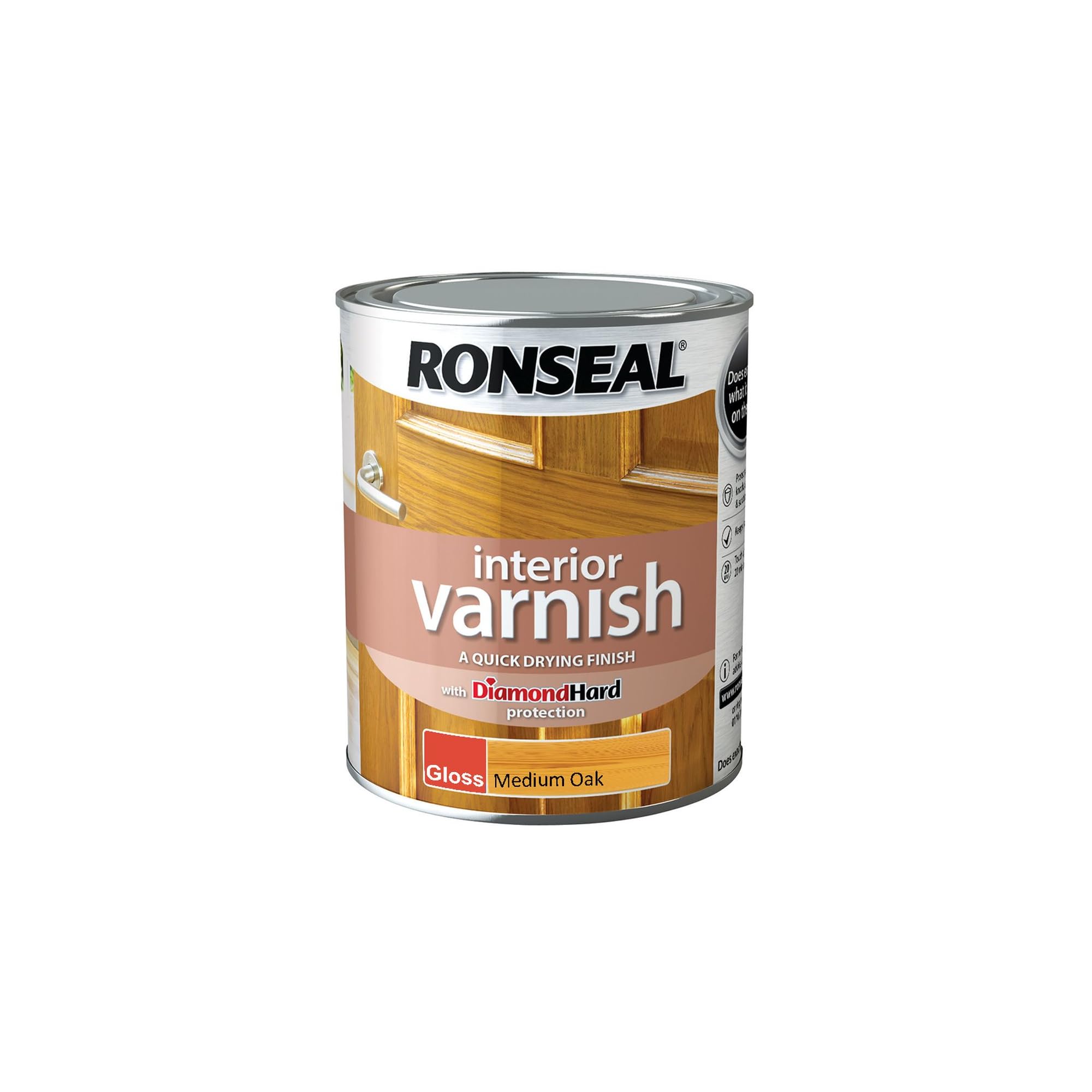 Ronseal Interior Varnish Quick Dry Gloss Medium Oak 750ml