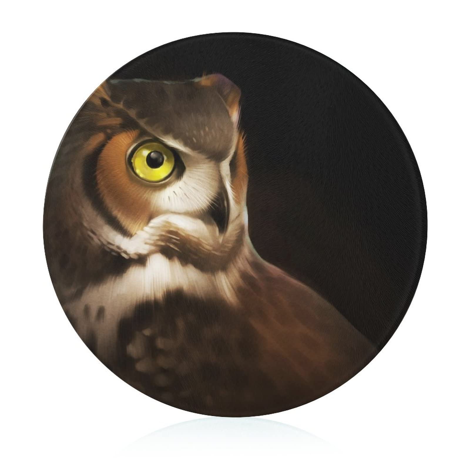 Planche à découper en verre trempé Hibou 20 cm antidérapante pour cuisine