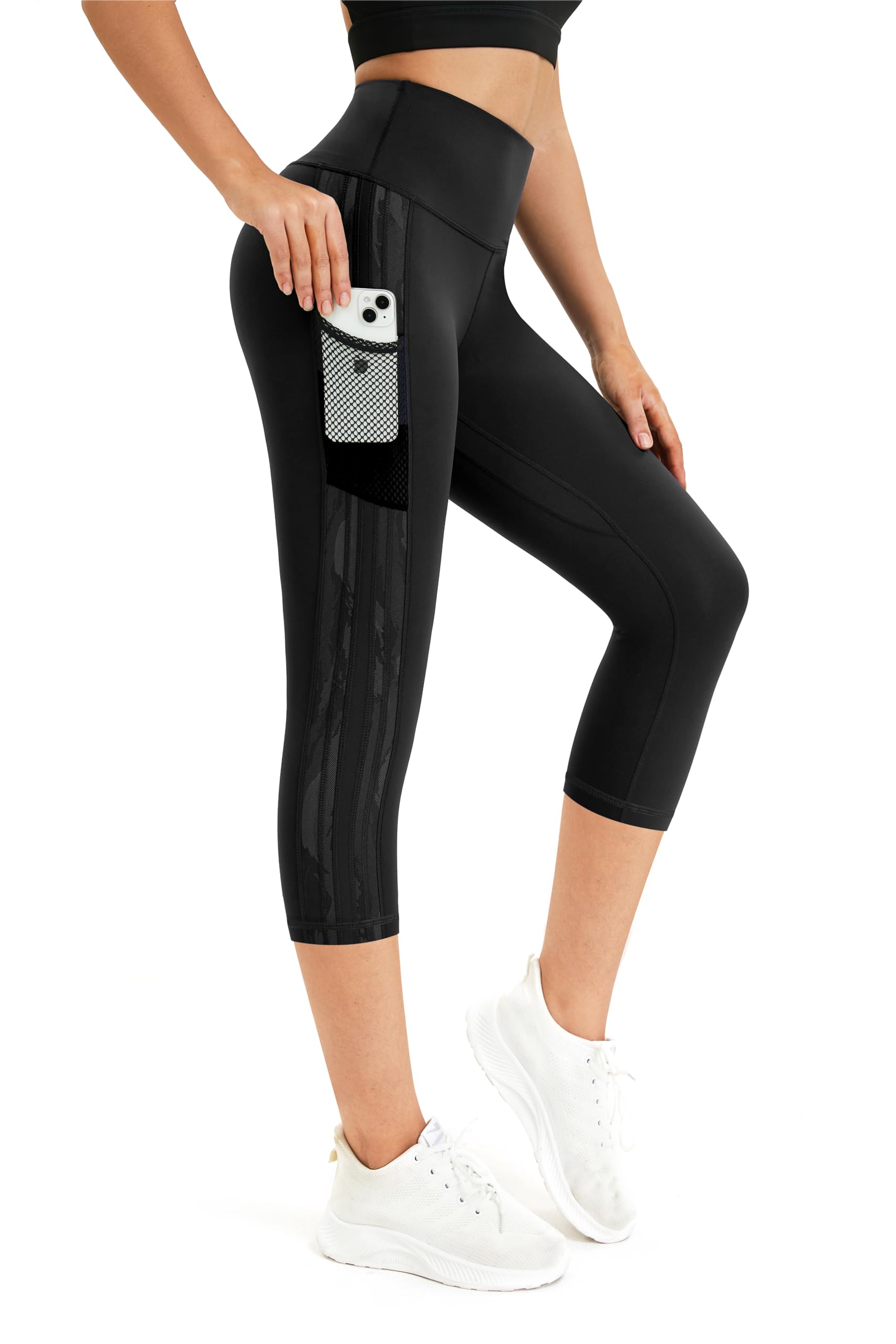 Zinmore Women's High Waist Yoga Pants Exercise Pants Gym Active Tights Workout Leggings Yoga Capris Leggings M 3327-03