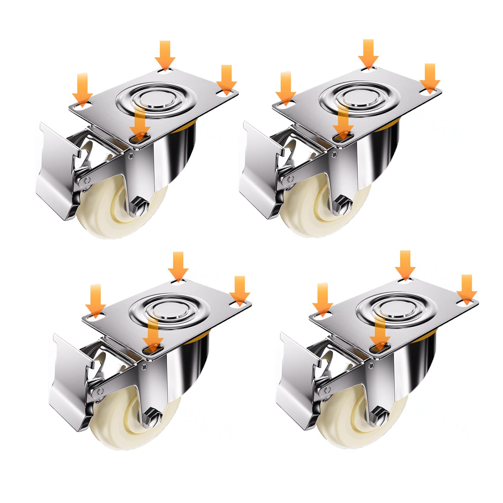 Roulettes pivotantes robustes x4 en acier de 3 pouces pour matériel
