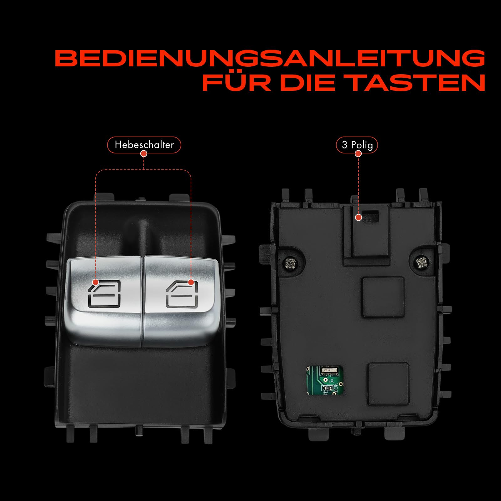 Frankberg Fensterheberschalter Fahrerseite 3-polig Kompatibel mit V-Klasse W447 Vito Tourer W447 Vito Mixto (Double Cabin) W447 Vito Kasten W447 Replace# 4479054103