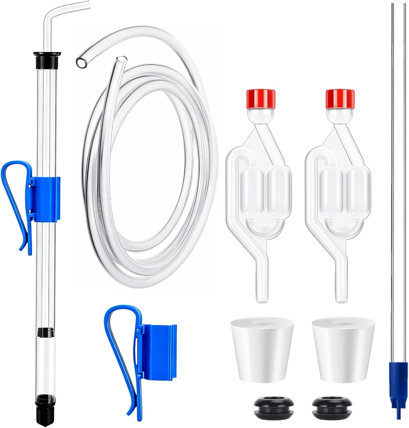 Auto Siphon for Wine Making, 14” Wine Siphon with 3/8" Racking Cane, Bottling Wand, 5.5FT Tubing & Clamp, Effortless Bottling Fermentation Siphoning Mead Wine Making Kit