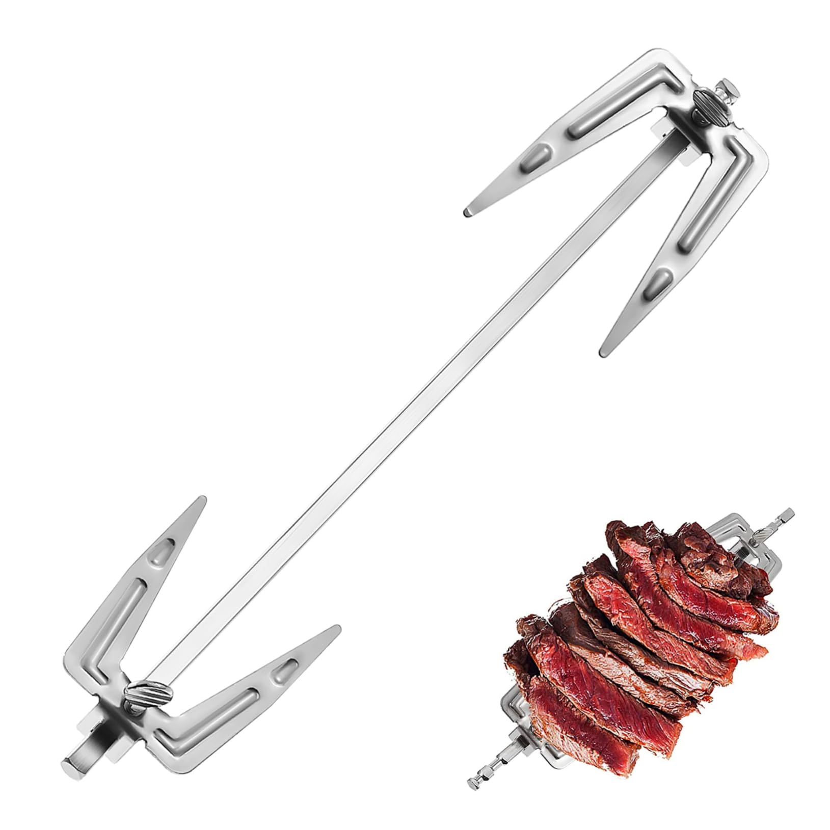 BESTonZON Stainless Steel Rotating Spit Fork for Air Fryer Grill Roast Chicken Fork Replacement Heat Resistant Easy to Clean Use