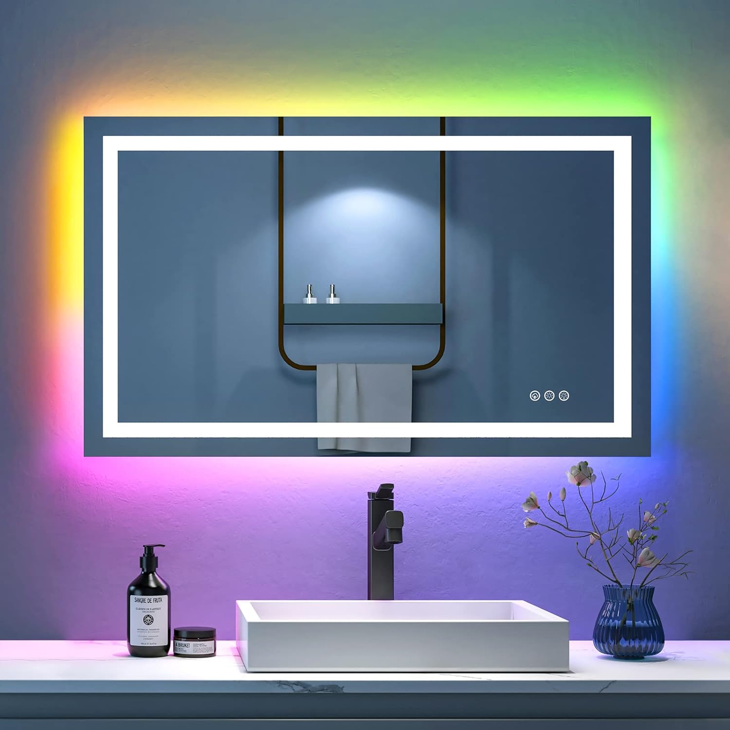 HANLIAN 40x32 Inch Wall Led Mirror for Bathroom, RGB