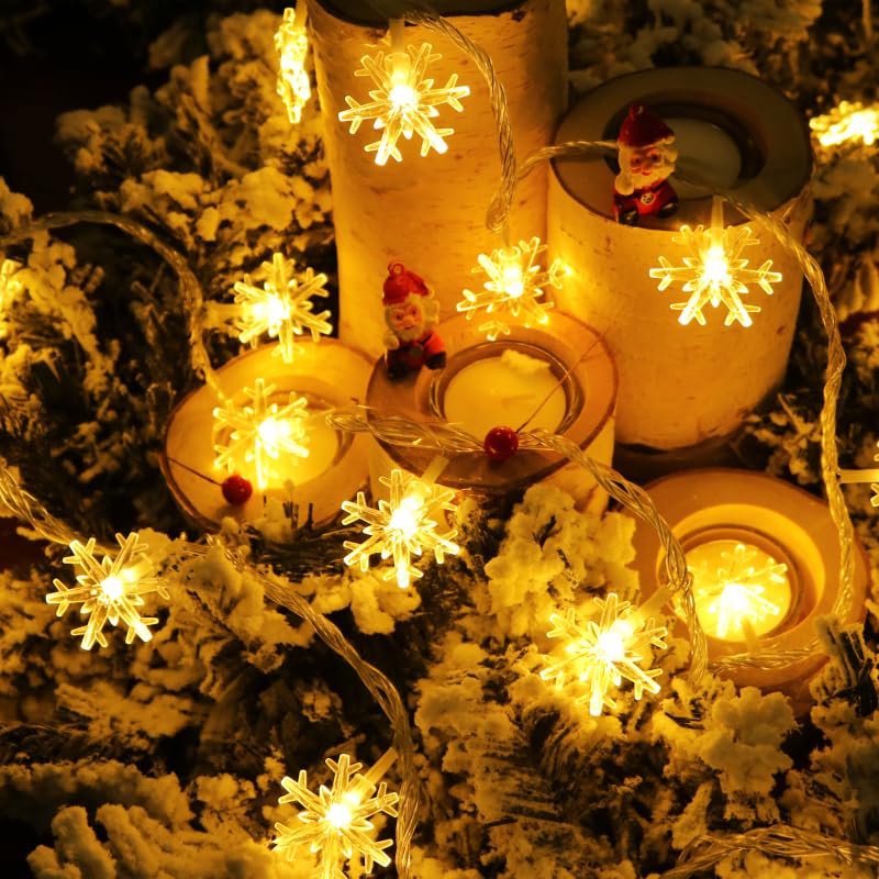 Image of One94Store Snowflake String Fairy Lights - 14 LED, 3 Meter, Warm White, Waterproof Extendable Decorative Lights for Christmas, Home, Garden, Wedding, Party, Indoor & Outdoor Decoration (Pack of 3)
