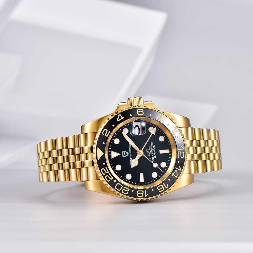 Pagani Design Uomo Meccanico GMT Acciaio Inossidabile Impermeabile Orologio Da Polso Zaffiro Vetro Acciaio Inox Ceramica Orologi Orologio per Uomo
