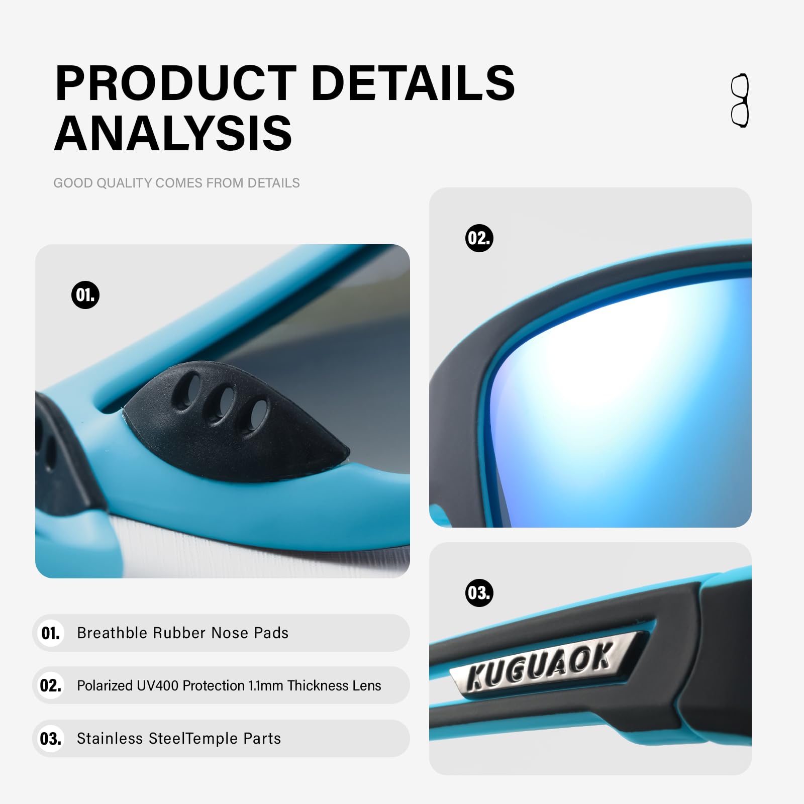 KUGUAOK Confezione da 4 occhiali da sole sportivi polarizzati da uomo protezione UV occhiali da sole avvolgenti da corsa