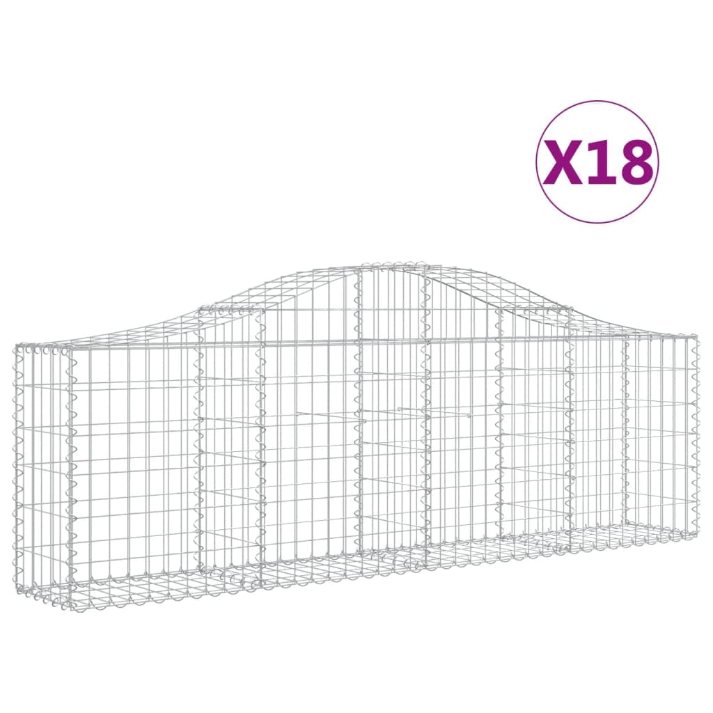 Juego de 18 gaviones de arco alto, 200 x 30 x 60 – 80 cm, hierro