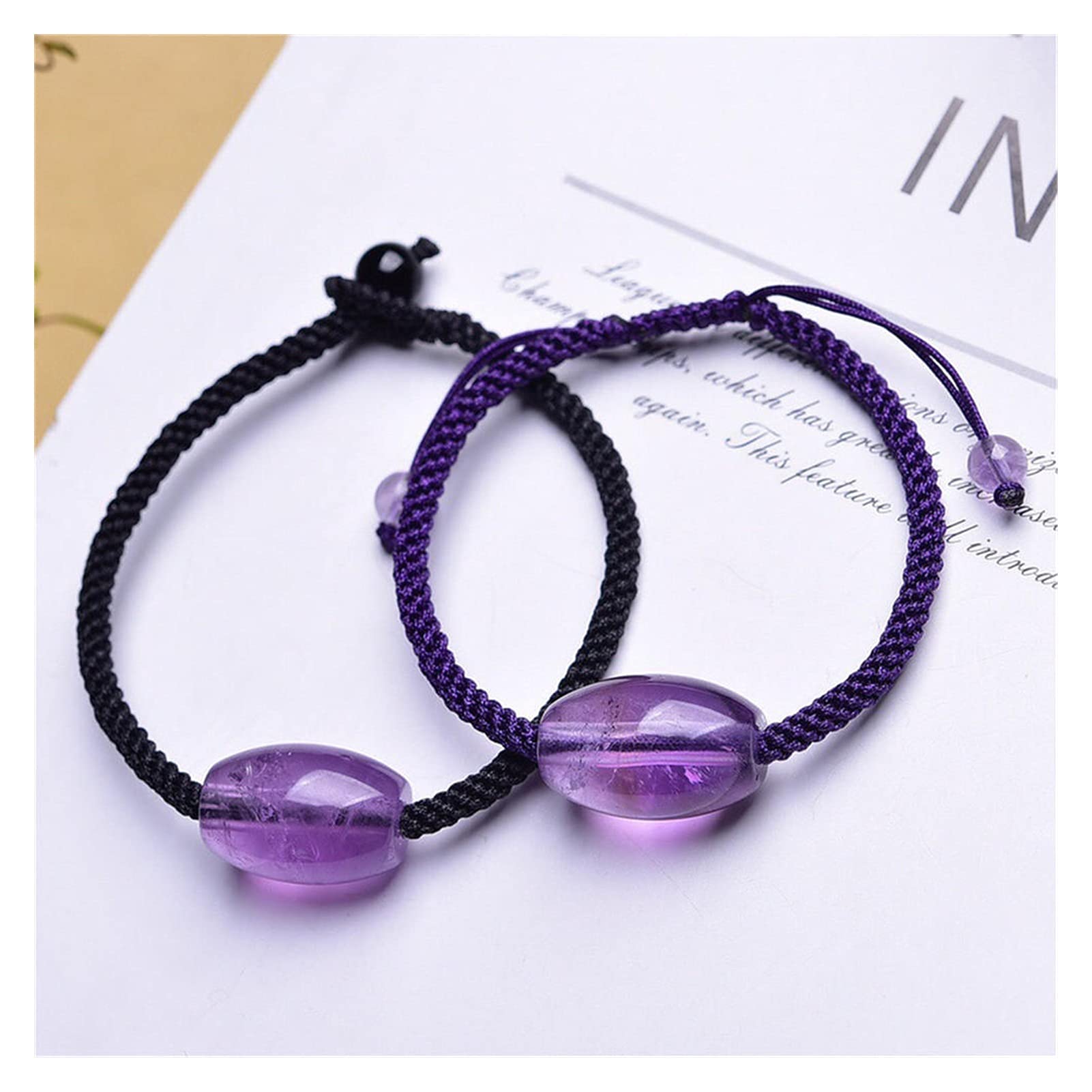 armbänder für Damen natürliches Amethyst-strickarmband gewebte fassperle kristall-heilstein frauengeschenk a China