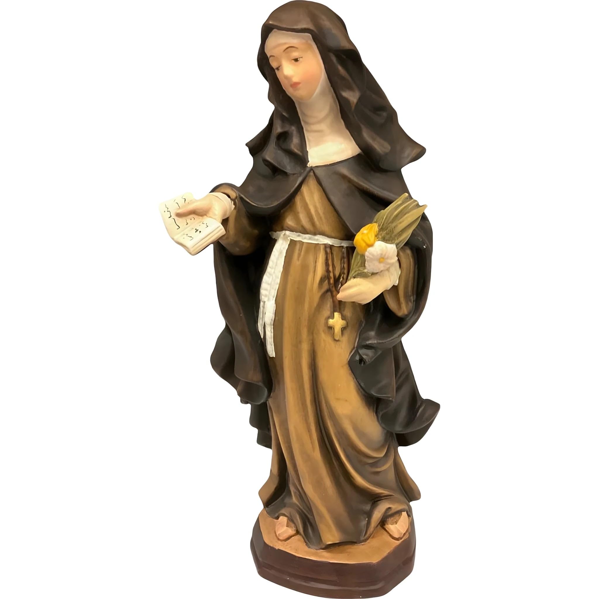 Dolfi św. Katarzyna da Siena rzeźbiona w drewnie 30 cm | Ręcznie barwione drewno w Val Gardena | Figurka szopki