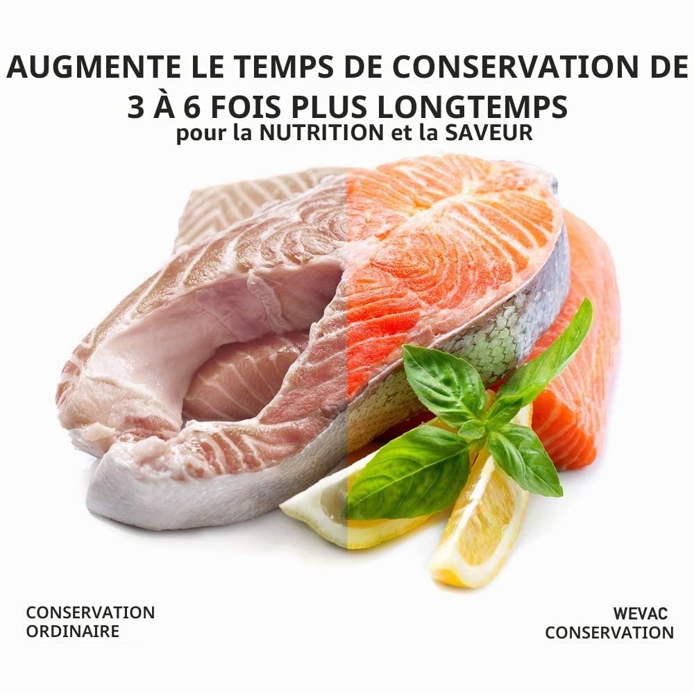 Wevac Lot de 2 Rouleau Poche Sous Vide Alimentaire, 20x3000cm & 28x3000cm avec Boîte à découper, sans BPA, Sac Pour Sous Videuse Alimentaire, Sachet Sous Vide Alimentaire la conservation