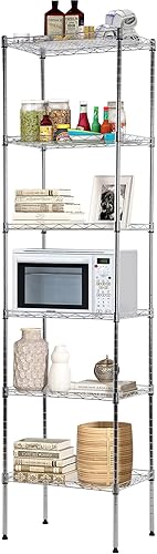 Estantería de 6 alambres ajustable, estante de almacenamiento de metal con patas niveladoras para armario, lavandería, despensa, cocina, garaje,