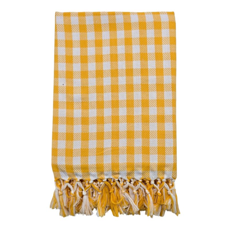AMBIKA STORES & READYMADES Bath Premium Cotton Towels | Light Weight Turkish Style Checks Bath Towels for Men | (30 X 65 CM, Large Size) Luxuriously Soft & Checks Pattern Towels (Yellow, Pack of 1)