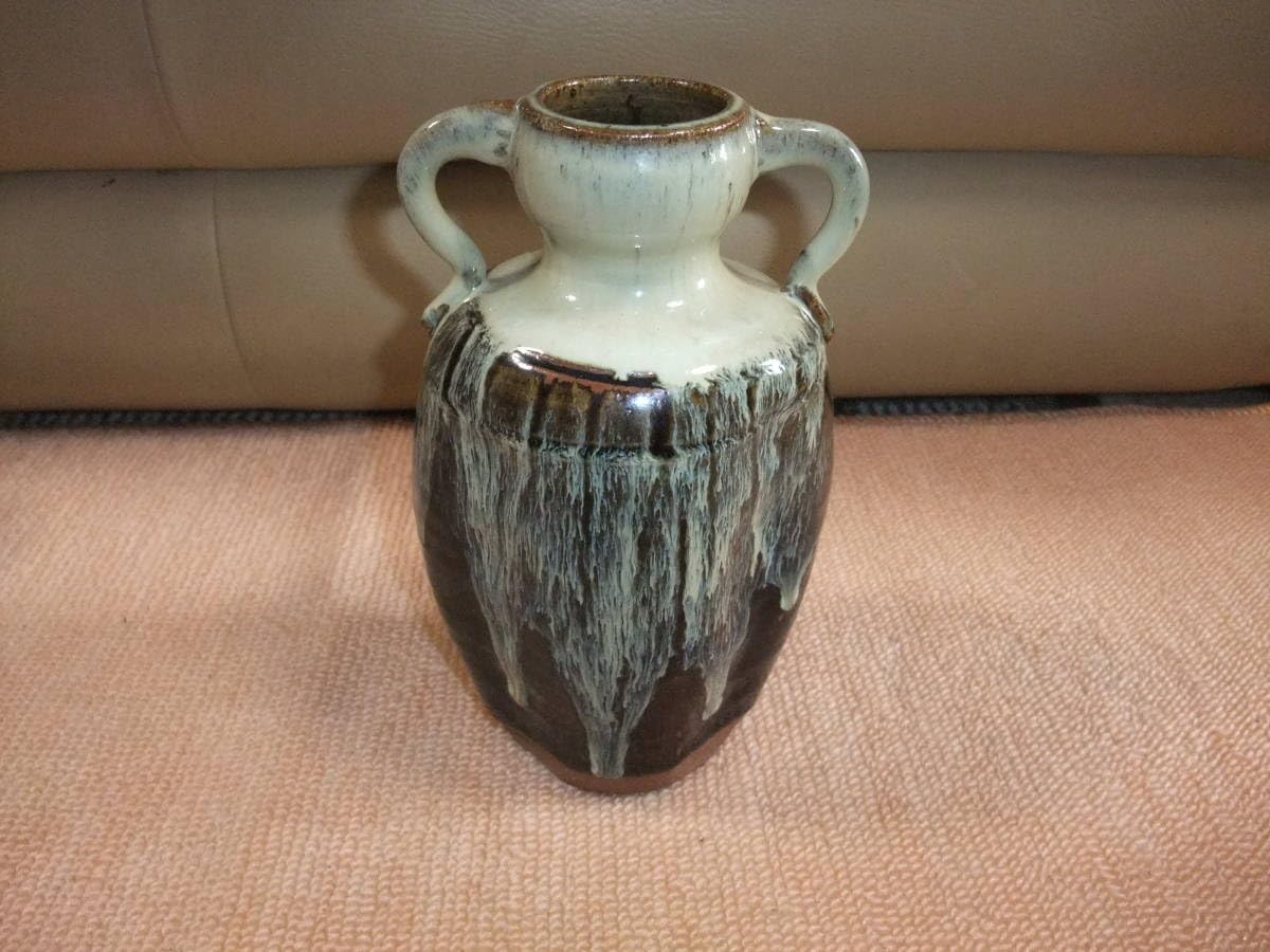 Amazon.co.jp: 唐津焼 十二代 武村利左エ門 朝鮮唐津耳付き花入