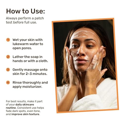 Miniatura 4 de Era of Nature Jabón de cúrcuma de ácido kójico con vitamina C, manteca de karité y aceites esenciales para rostro y cuerpo, paquete de 2, ayuda a