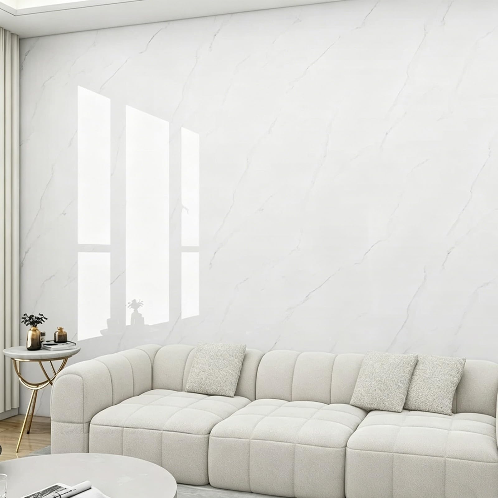Carta da Parati,Vinile Adesiva Effetto Marmo,Camera da Letto Salotto Soffitto(D,L10m/393.7in*W60cm/23.6in)