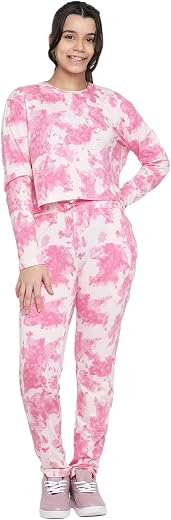 Li'l Tomatoes Girls Tie Dye Cotton Light Winter Night Suit Set | Full Sleeve Top &amp; Pyjama | Soft &amp; Comfortable Sleepwear |...
