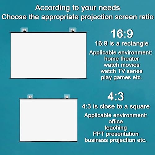 Miniatura 6 de Pantalla de proyección manual de cine en casa de 30, 40, 50, 60, 72 pulgadas, pantalla de proyección de cine en casa, pantalla de película HD 4K,