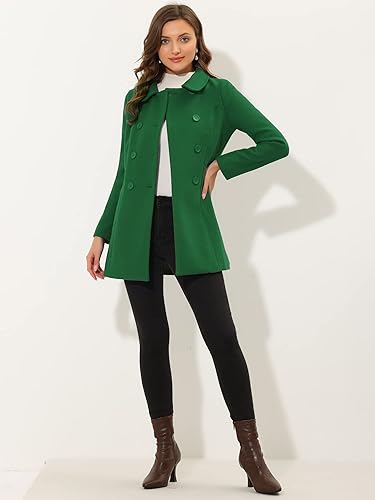 Miniatura 3 de Allegra K - Gabardina larga de invierno con cuello Peter Pan y botonadura doble para mujer