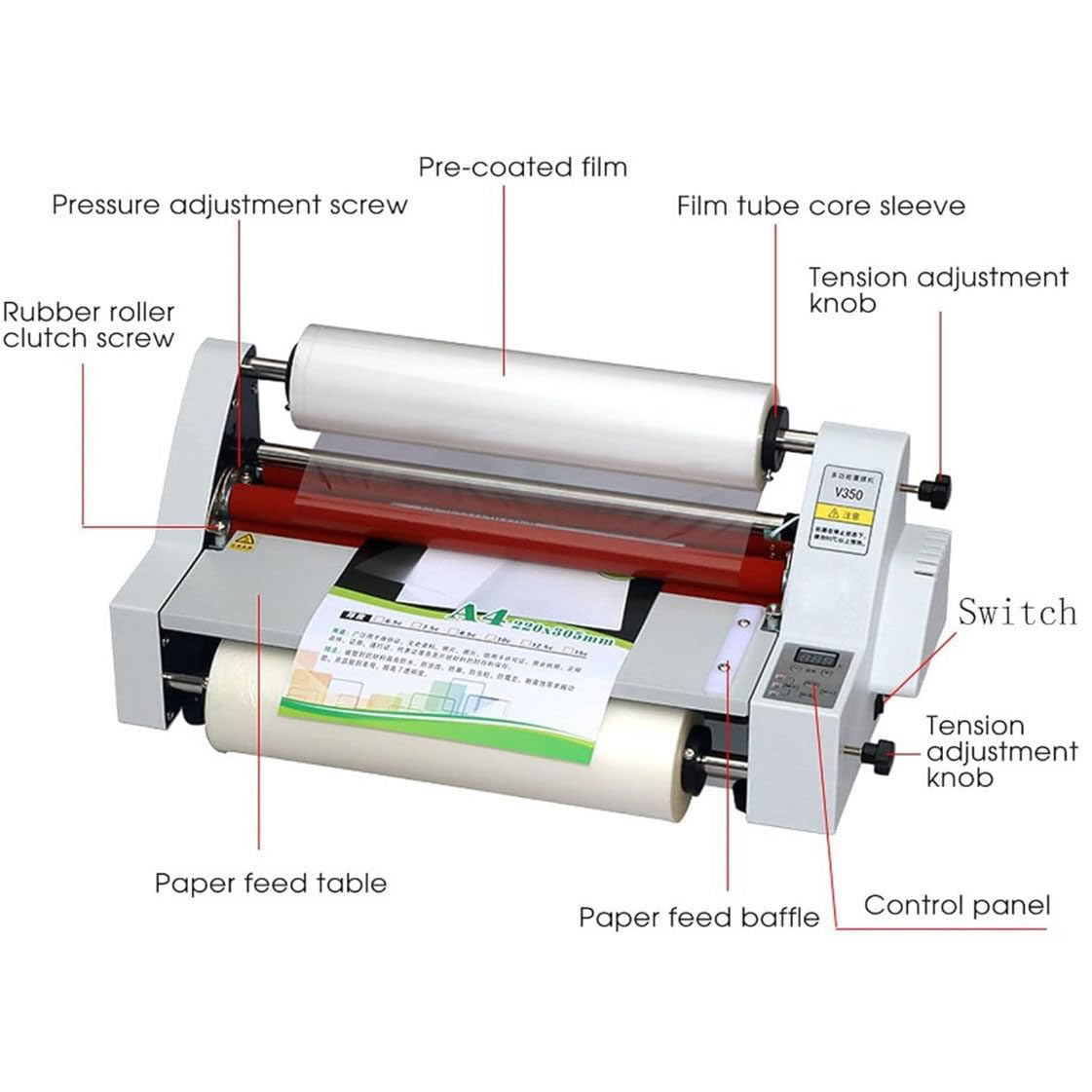 Laminator na gorąco na zimno, sterowana cyfrowo maszyna do laminowania termicznego, maszyna do laminowania na gorąco na zimno, folia PTE, czterowalcowy cyfrowy laminator termiczny