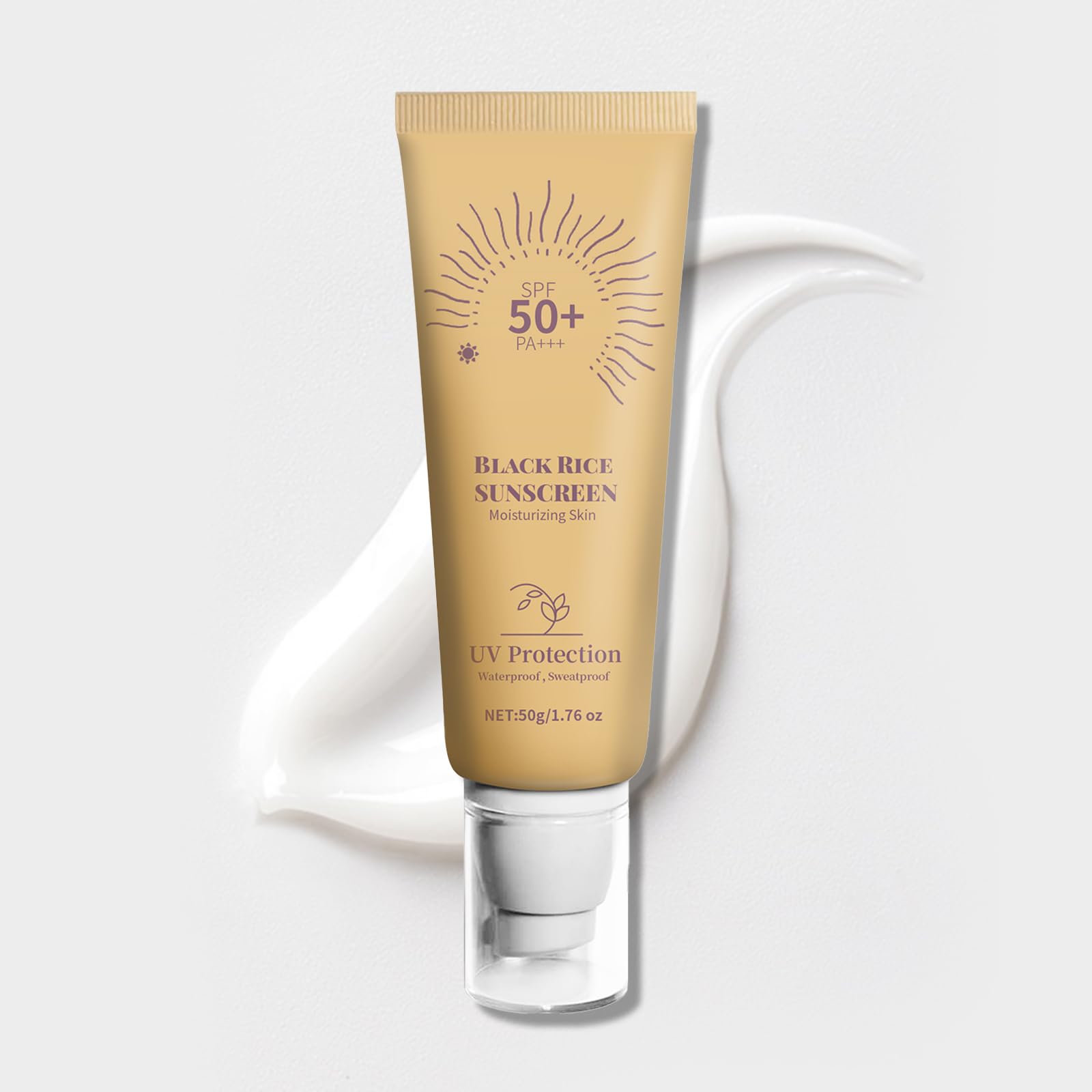 SPF 50 PA++++ Black Rice Moisture Daily Sunscreen - Facial Rice Sunscreen, Water Resistant & Non-Greasy, Nourishing Skin Protection