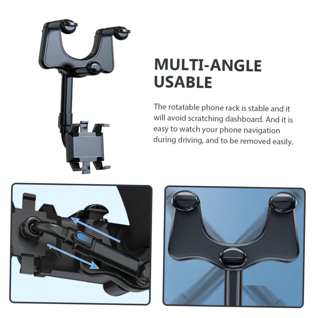 Supporto per Cellulare Auto Clip Antigraffio in Abs e Colla Pu Nero per Cruscotto Veicolo Durante la Guida