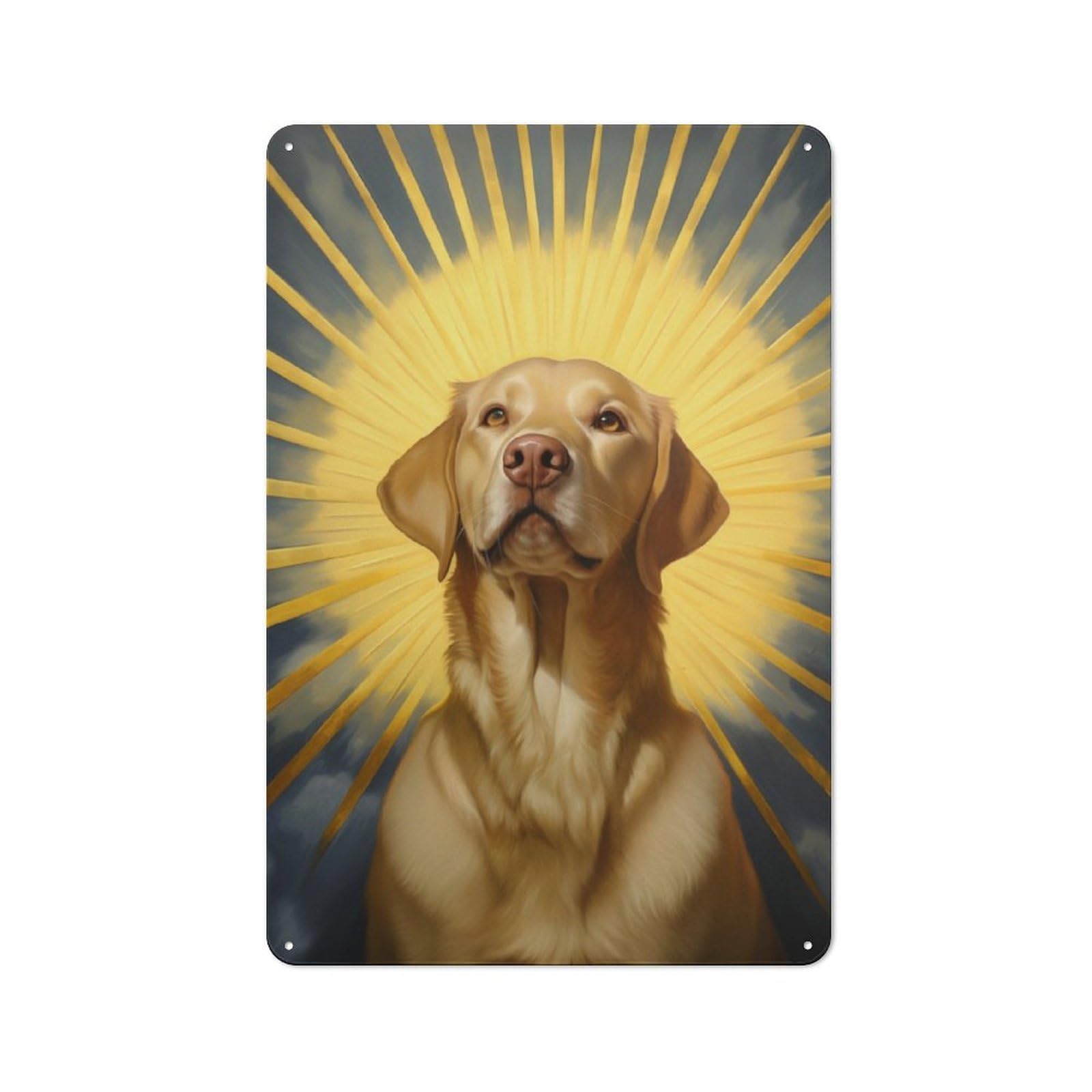 Junmoney Labrador Retriever In Halo Tin Wall Plaque 30X20cm With For Café Or Home Bar, For Themed Room Decoration, For Living Room And Hallway Decor
