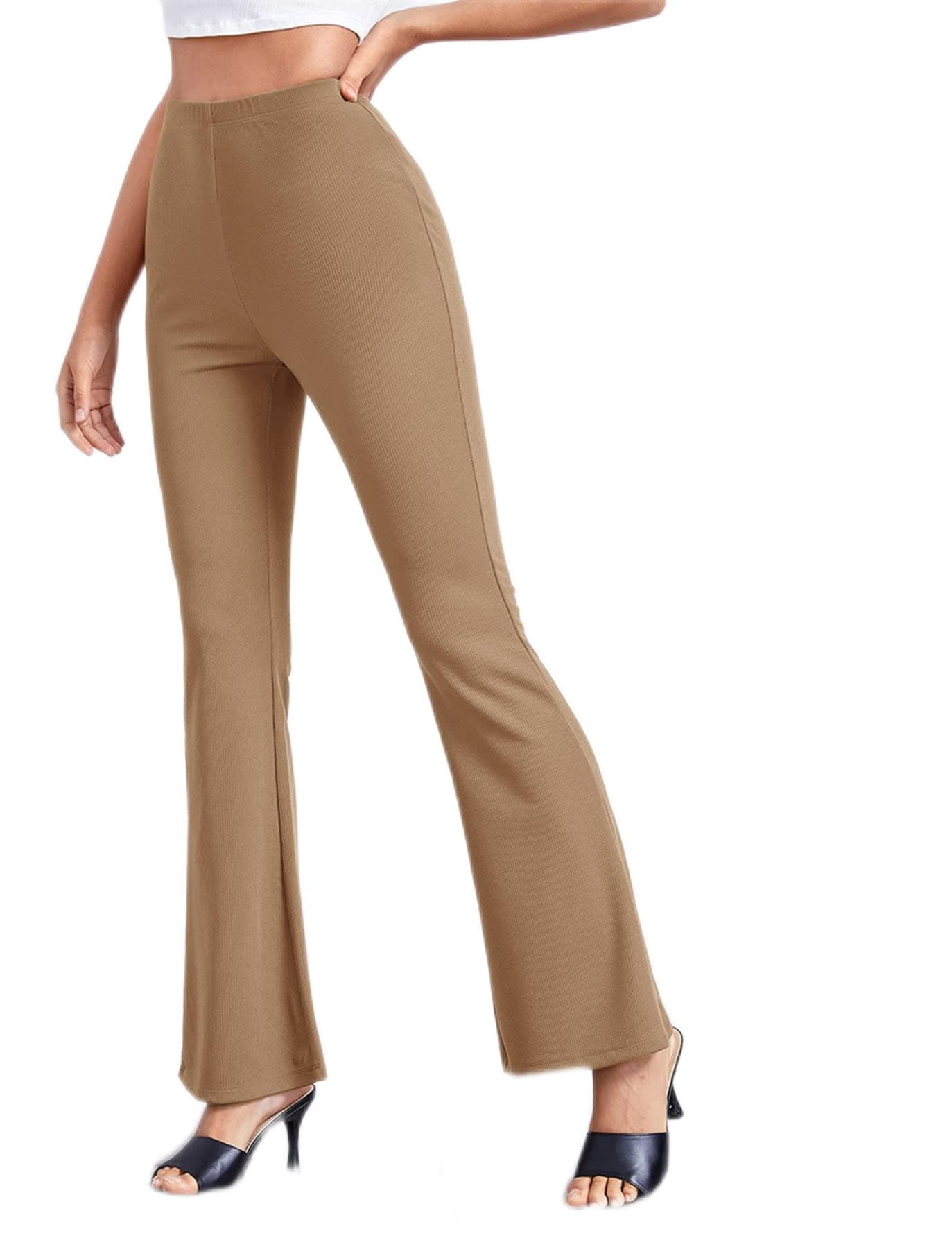 SEIBES Womens Pants Flare Leg Solid Pants Pant for Women