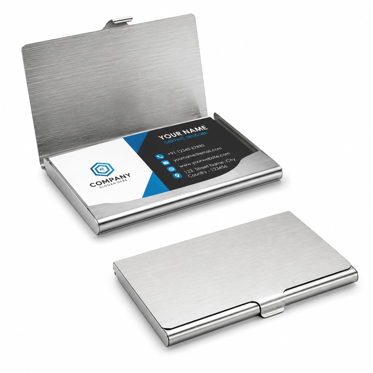 Trendy Men's & Women's Stainless Steel Pocket ATM Visiting Credit Card Business Card Case Holder - Silver (9.2 x 0.7 x 5.8 cm)-image-28