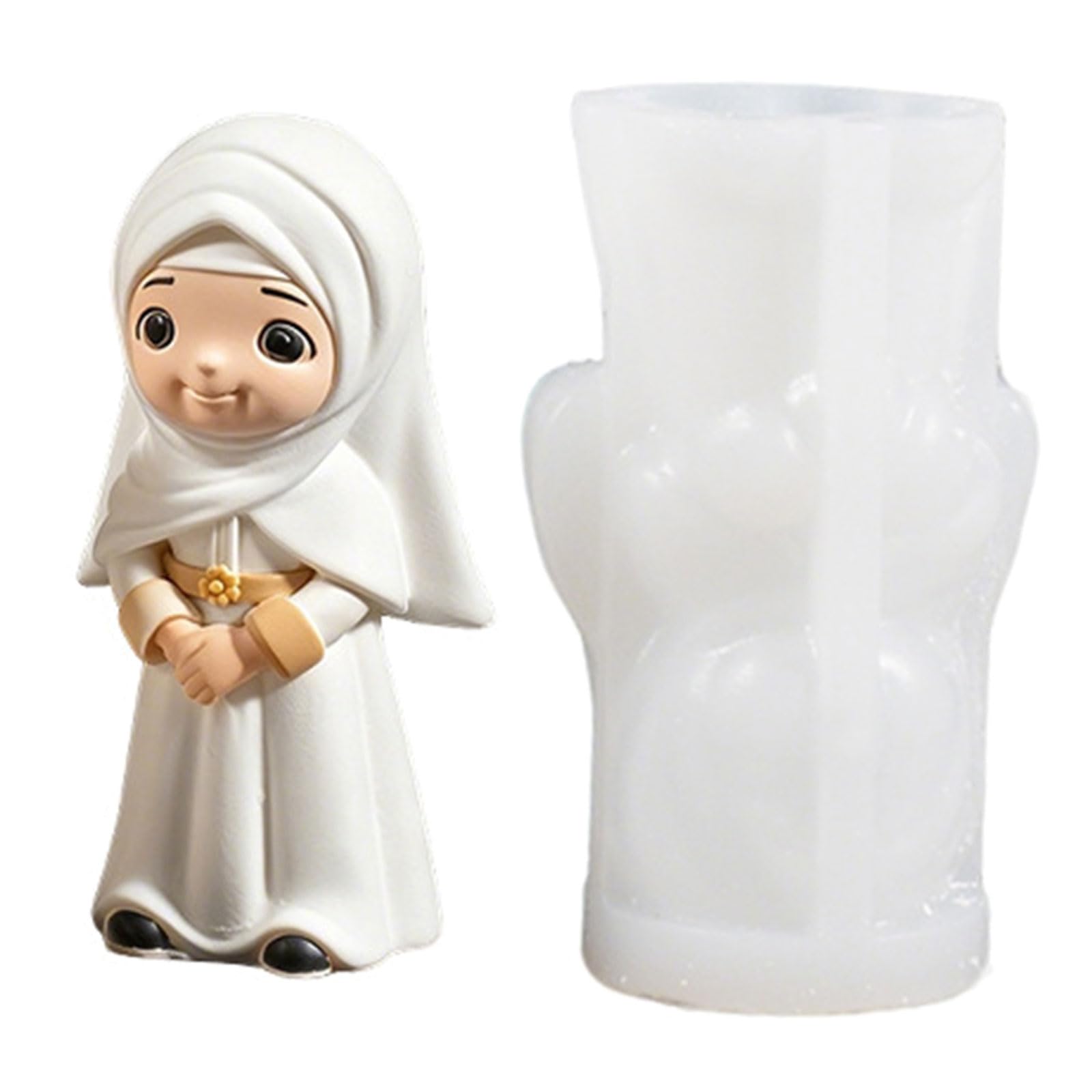 Tsophreniq 3D Headscarf Boy Girl Silicone Mold for Epoxy Resin Soaps Making Chocolates Gypsum Statue Decoration Gift Making Cast