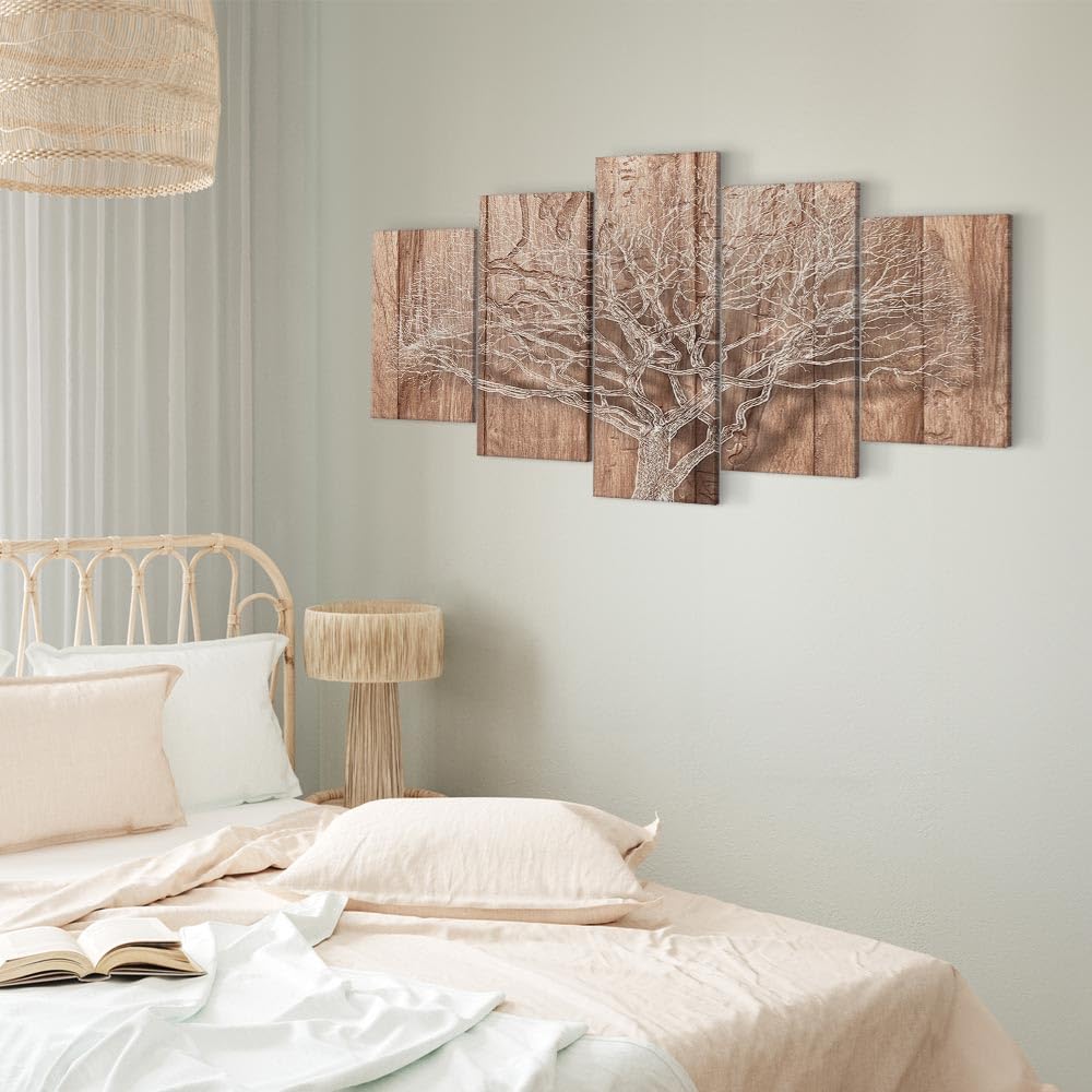 Tableau Acoustique XXL Nature 225x112,5 Cm 5 Parties - Panneau Insonorisant Anti-Bruit Avec Impression Forêt Oiseau