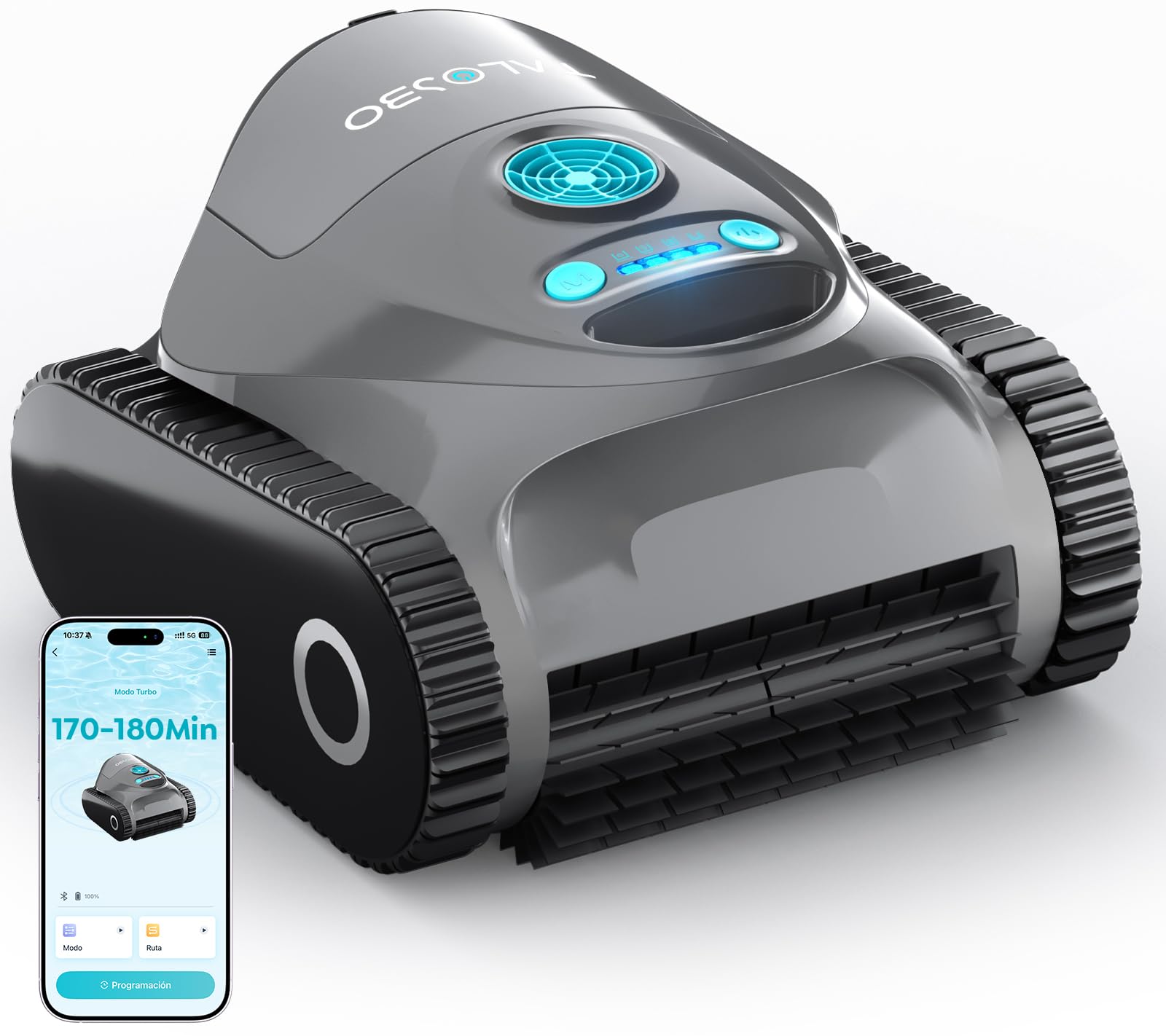 C1 Robot Piscina Limpiafondos y Paredes, Autonomía 170-180 min, Doble Filtración, 3 Motores, Succión Potente, Control por App, Robot Limpiafondos Piscina Inalámbrico 150㎡