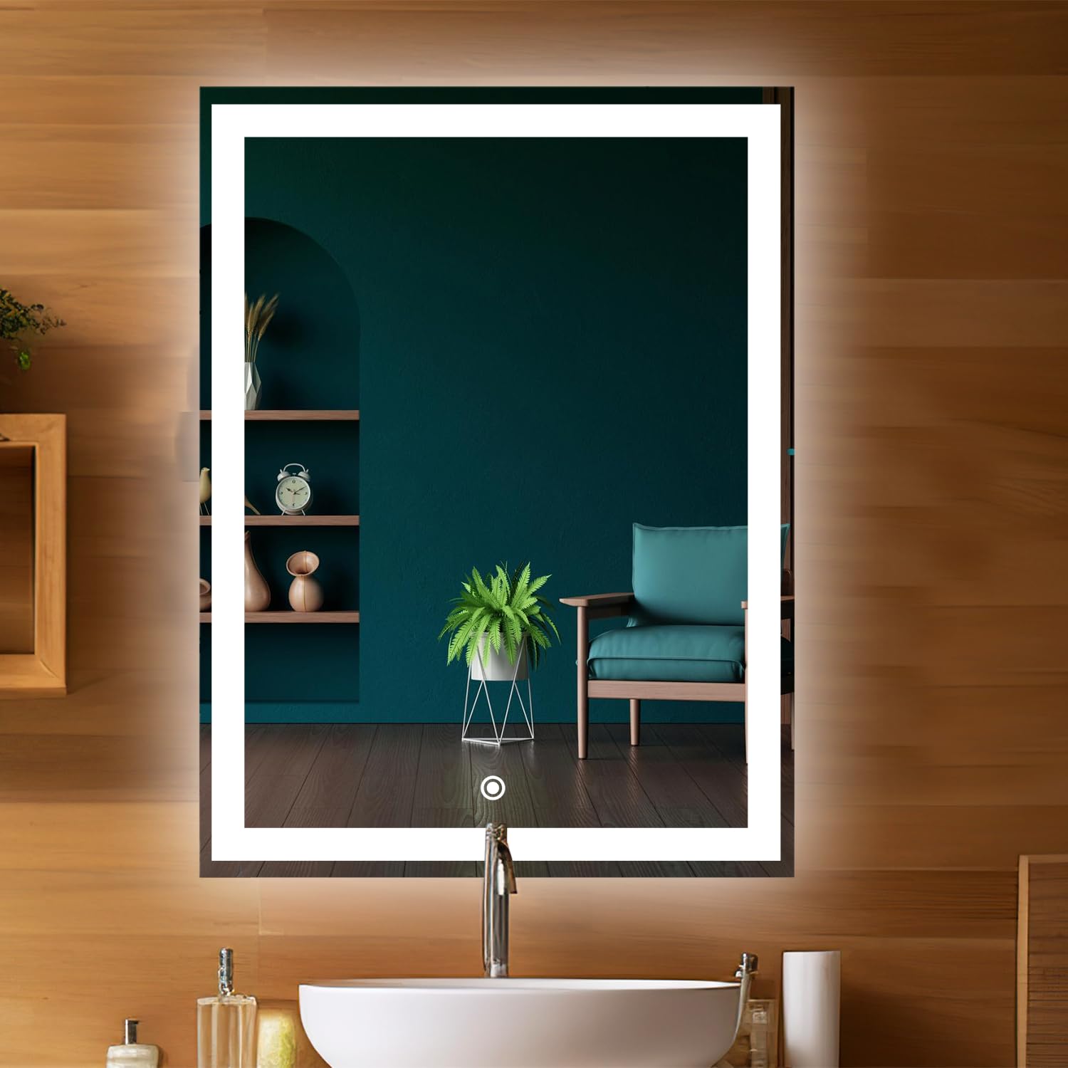 Modern LED wall mirror for wash basin