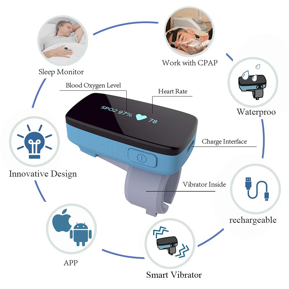 Schlafmonitor mit APP, Vibrationsalarm, Herzfrequenz für die Überwachung über Nacht, Bluetooth und Bericht, Ringform-Sensor
